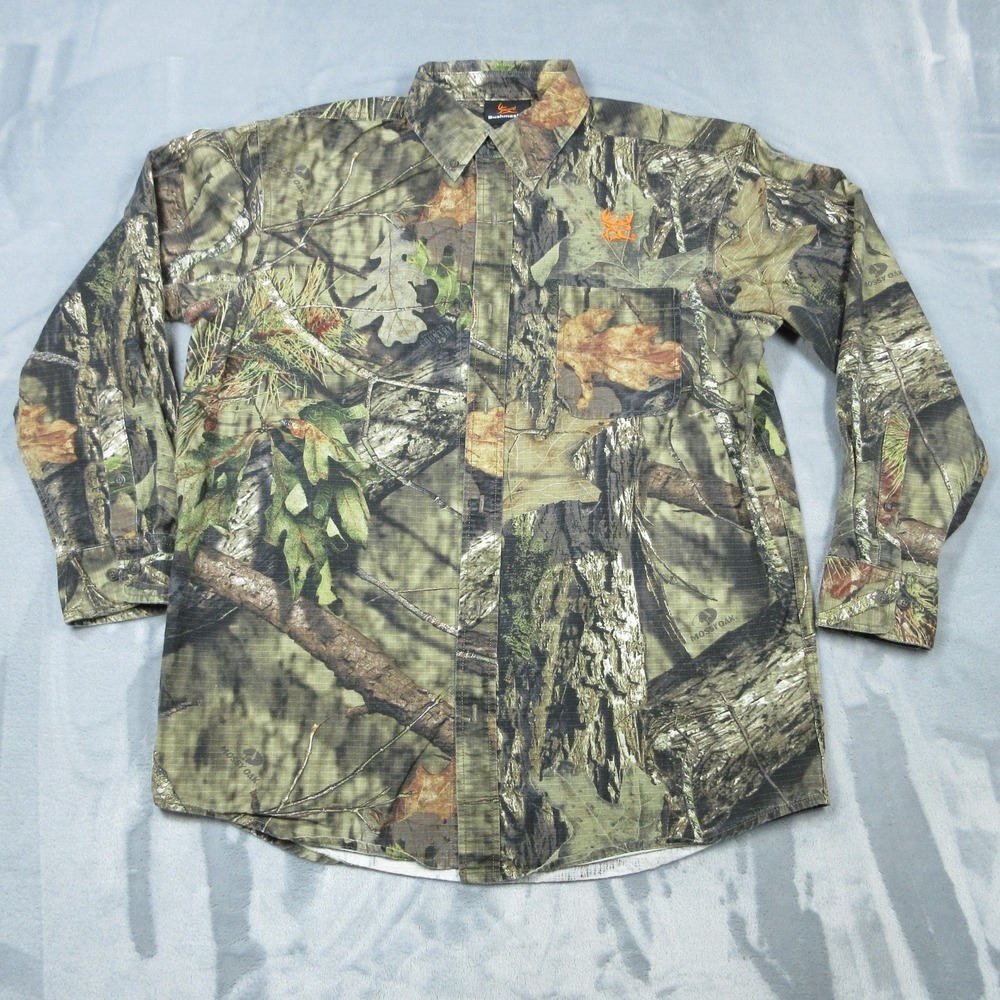 Bushmaster‎ Camo Shirt Mens Large Button Down Long Sleeve Mossy Oak Break-Up